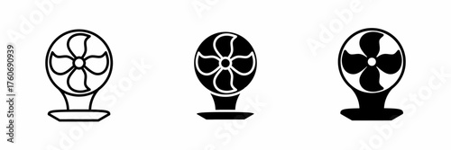 Vector illustration of a black fan