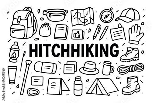 Hitchhiking Essentials Doodle