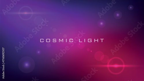 Cosmic gradient background with glowing light flares and abstract bokeh