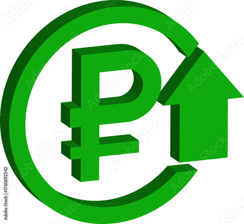 Green up and red down 3d arrow graph showing rising, descending trend, business result, profit or loss symbol symbol. Business arrow, goals concept. 3d world money symbols. Financial growth vector