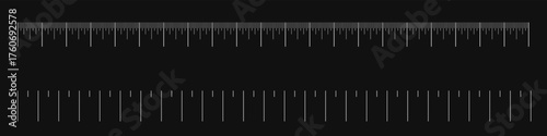 Ruler scale with markings and numbers in Inch centimeters and millimeters units, measuring metric scale. Graduated ruler vector illustration on a white background. Various measurement scales