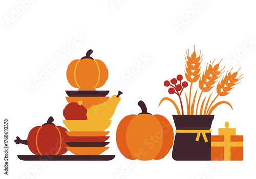 Thanksgiving Decorations Pumpkins and Autumn Feast