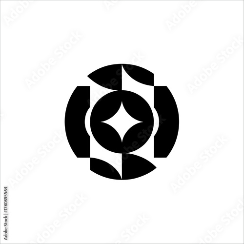 black and white abstract soccer ball logo design