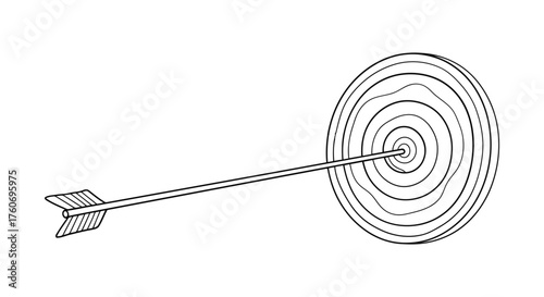 Vector icon with an arrow hitting the center of a target, symbolizing business strategy, focus, and success