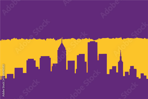 city skyline at sunset