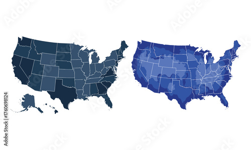 Blank united states map images two us political maps showing states borders and names