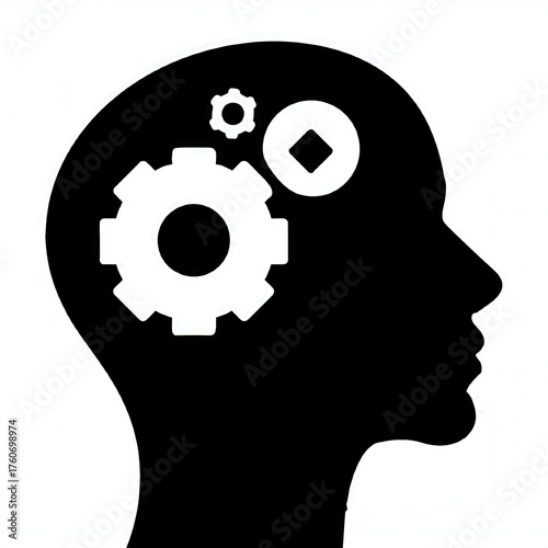 Wallpaper Mural Human head silhouette with functioning gears representing thinking process Torontodigital.ca