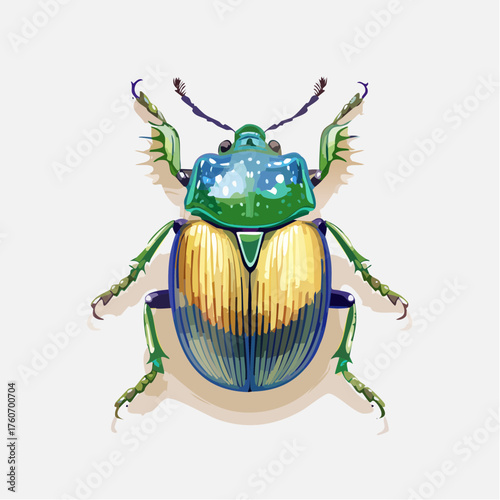 Käfer mit irisierenden grünen und goldenen Farben