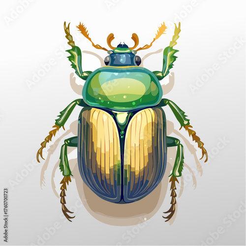 Käfer mit irisierenden grünen und goldenen Farben