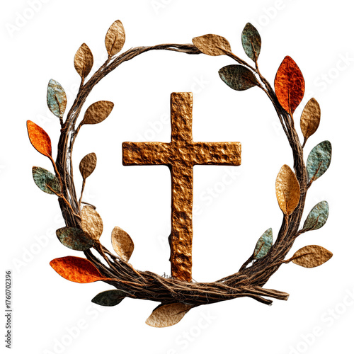 Modern Copper Cross Wreath