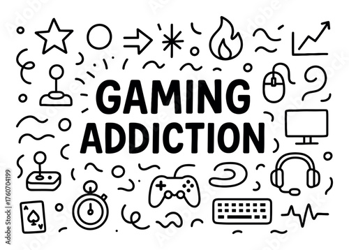 Gaming Addiction Doodle