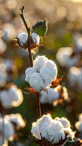 Cotton bolls at sunset