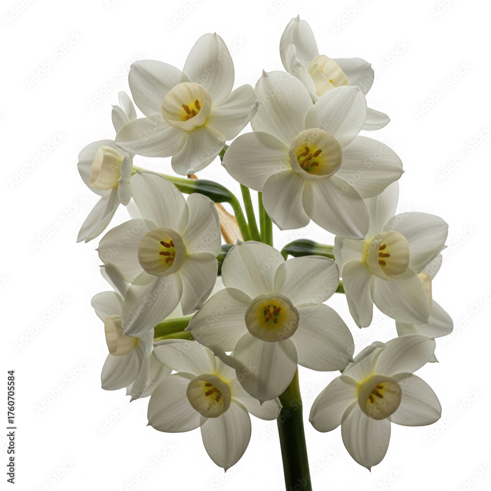 Obraz premium Paperwhite narcissus flowers isolated on transparent background in full bloom