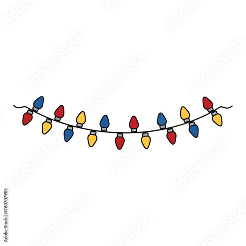 Colorful Christmas Lights Garland Festive Holiday Decoration Illustration print t shirt apparel background poster banner postcard or social media content