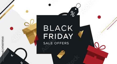 Black Friday Sale Offers modern vector graphic for shopping and seasonal promotion