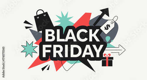 Black Friday promotional illustration for sales discounts and shopping deals
