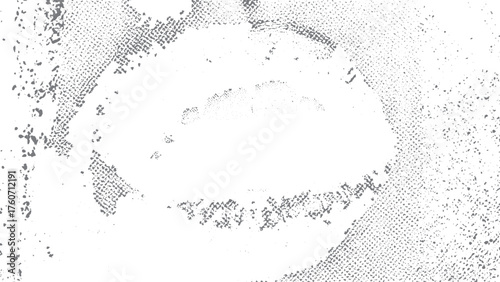 Abstract mouth with photocopy texture and grainy stipple effect vector. Retro grunge mouth illustration with dotted halftone and y2k aesthetic. 