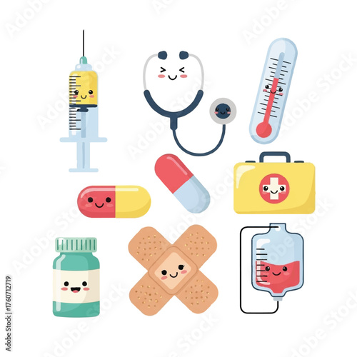 Cute Medical Icons A Collection of Adorable Healthcare and Wellness Illustrations