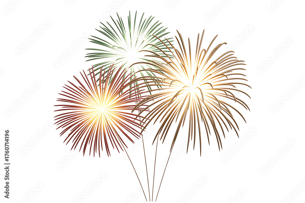 Fototapeta premium Bursting fireworks illuminate the night sky with vibrant colors, celebrating joy and festivity.
