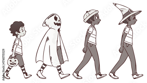 Modular Mix and Match Halloween Character Construction Set with Diverse Costume and Accessory Components