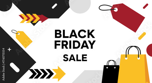 Black Friday Sale vector illustration with shopping bags and price tags