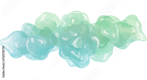 Abstract Watercolor Cloud Formation in Shades of Turquoise and Green