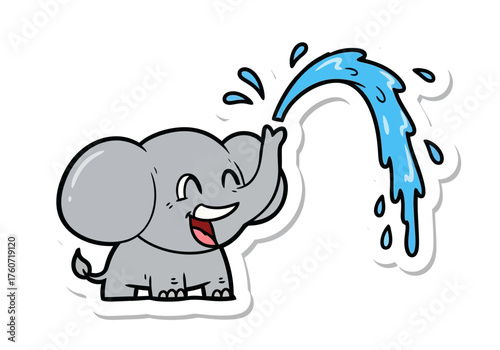 Cartoon elephant spouting water illustration