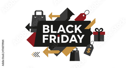 Black Friday promotion vector illustration with shopping bags and sales tags