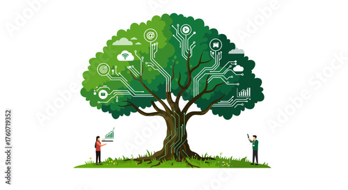 Technology and Nature Fusion AI Tree Symbolizing Innovation and Progress