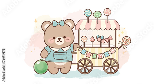 Bär Süßigkeiten Verkaufswagen Cartoon.