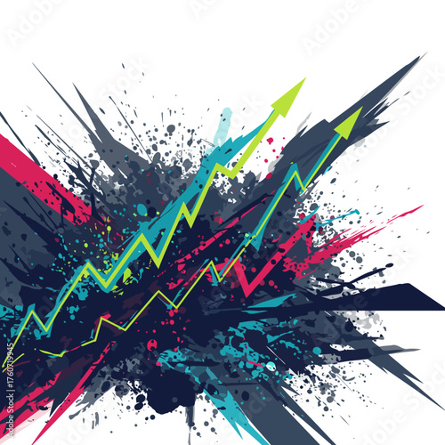Abstract Graphic with Growing Arrow Representing Business Growth