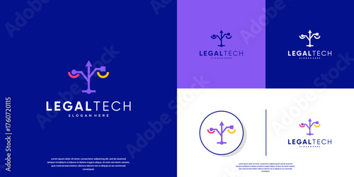 Minimalist legal scales, democratic freedom, digital services, vector design illustration.