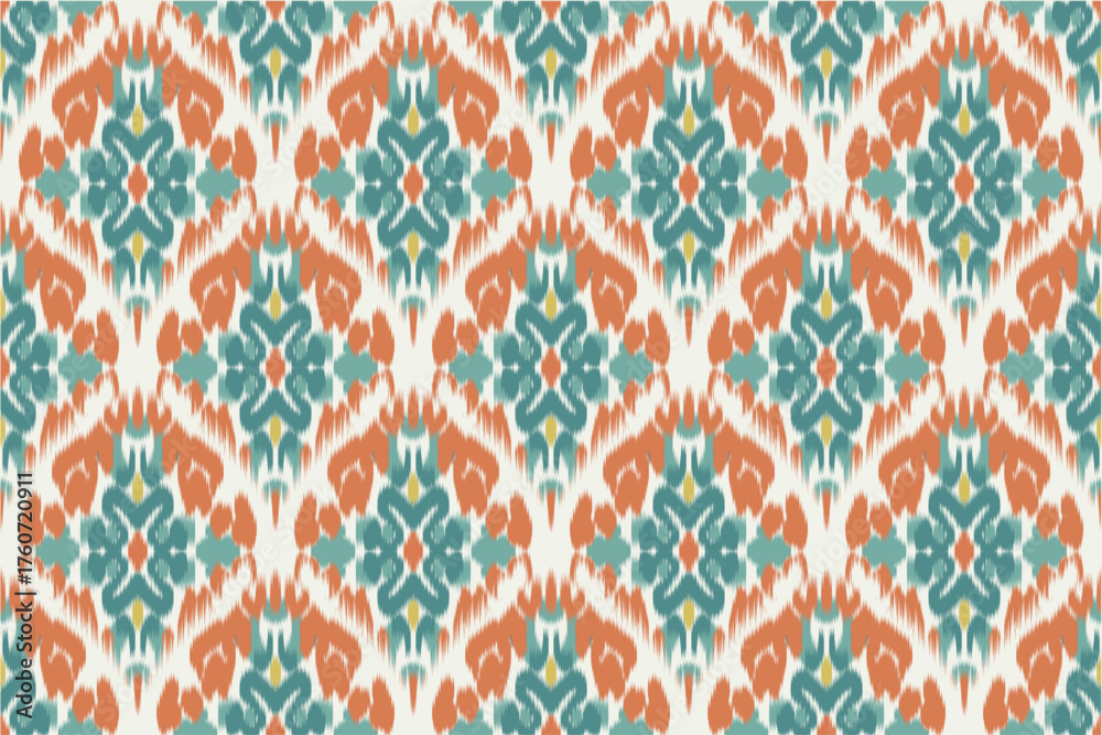 Fototapeta premium Ikat seamless pattern. Motif ethnic. abstract art print. ethnic ikat abstract art. Beautiful pattern. seamless fabric. Hand crafted drawing pattern. ikat design for fabric, wallpaper, clothing