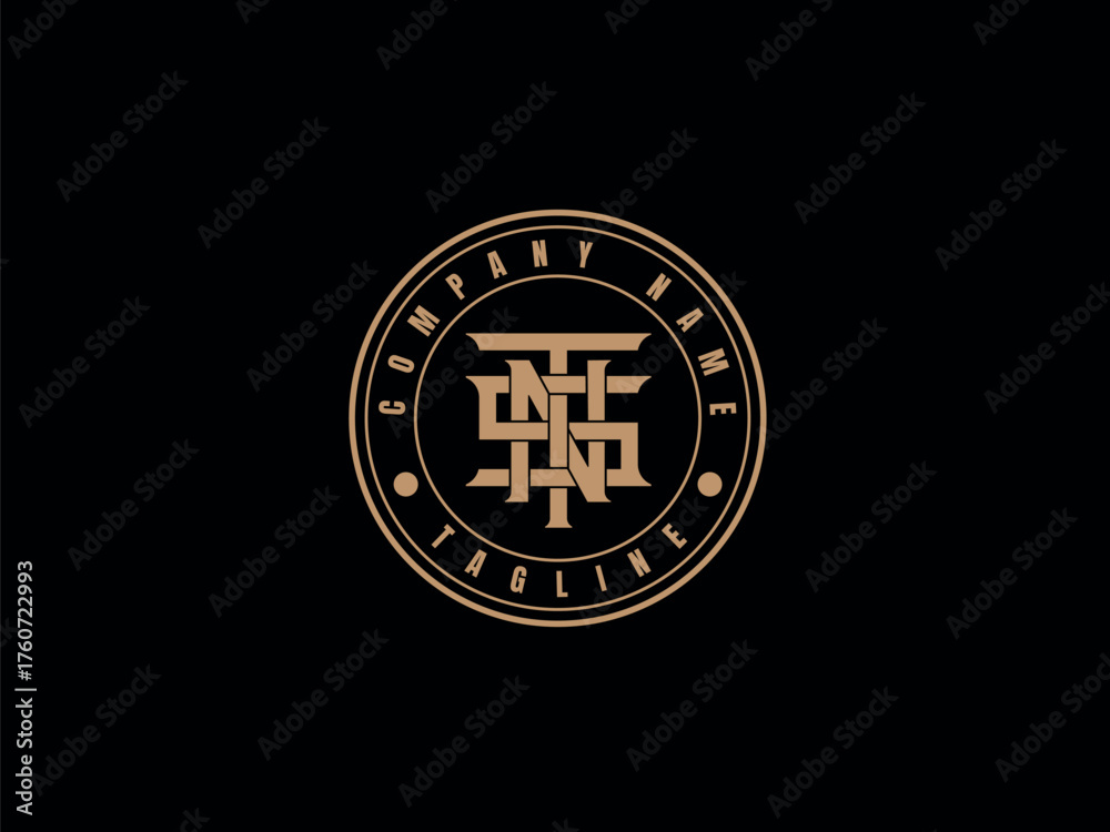 Fototapeta premium Snt monogram logo, Monogram collection letter sr with circle, interlock, modern style good for brand, clothing, apparel, streetwear, baseball, basketball, football, minimalist