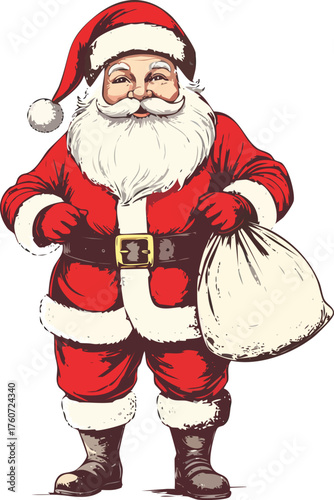 Hand drawn Santa Claus Christmas illustration vector