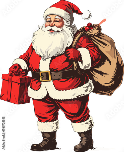 Hand drawn Santa Claus Christmas illustration vector