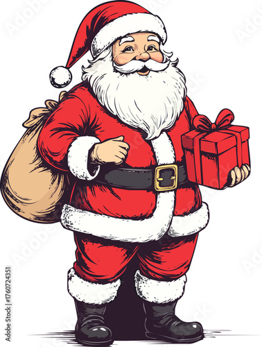 Hand drawn Santa Claus Christmas illustration vector