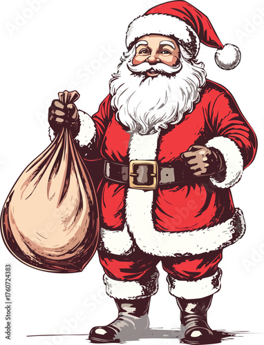 Hand drawn Santa Claus Christmas illustration vector