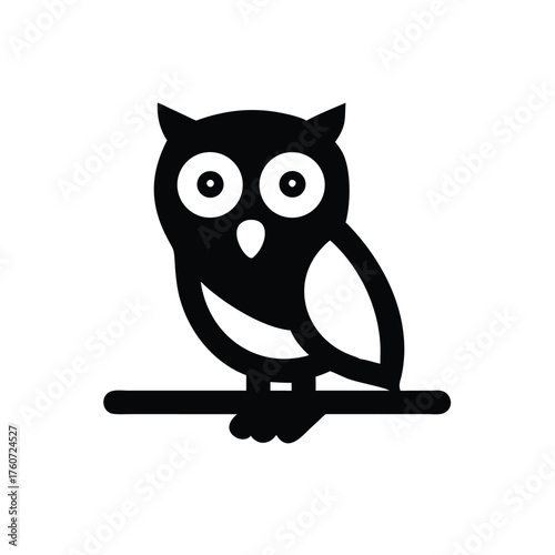Gothic style owl perched gracefully on a branch with mysterious charm Vector illustration