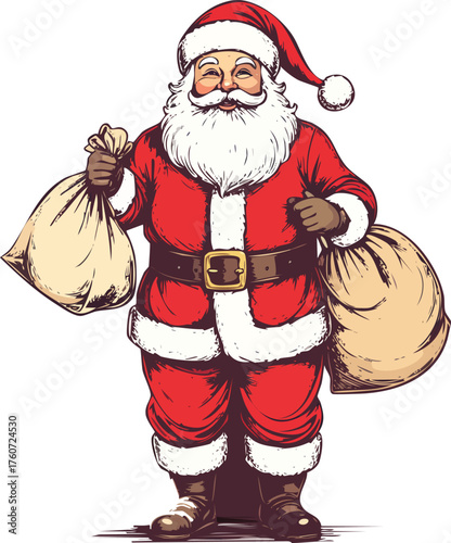 Hand drawn Santa Claus Christmas illustration vector
