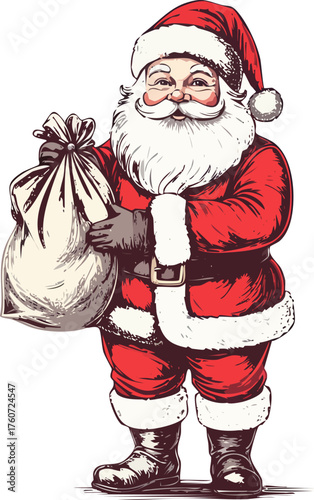 Hand drawn Santa Claus Christmas illustration vector