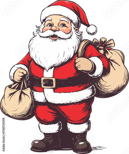 Hand drawn Santa Claus Christmas illustration vector