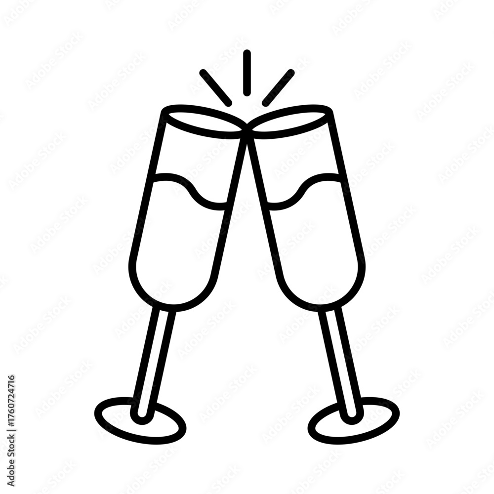Fototapeta premium Two Glasses Clinking Icon