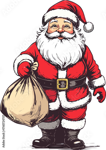 Hand drawn Santa Claus Christmas illustration vector