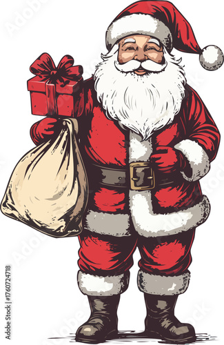 Hand drawn Santa Claus Christmas illustration vector