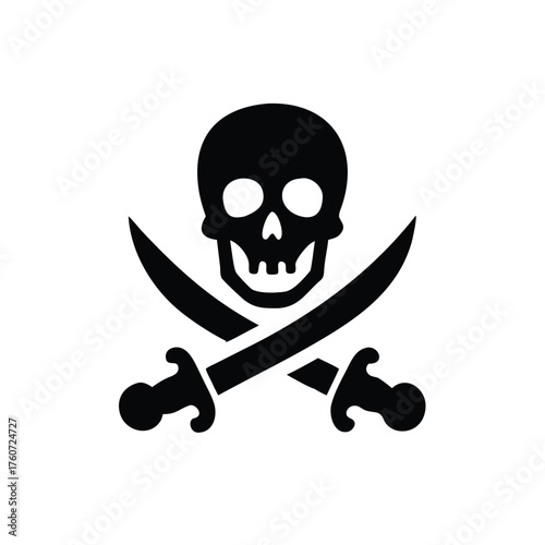 Pirate skull with crossed swords bold adventurous design concept Vector illustration