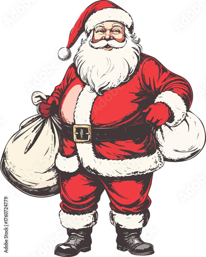 Hand drawn Santa Claus Christmas illustration vector