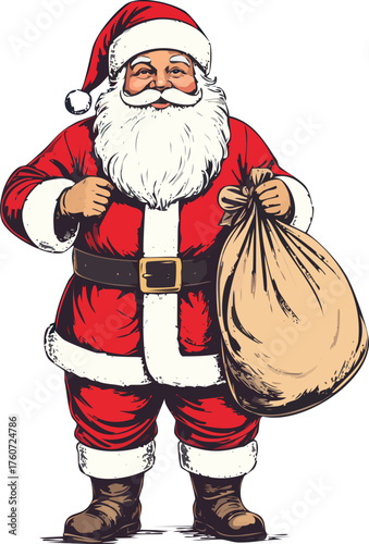 Hand drawn Santa Claus Christmas illustration vector