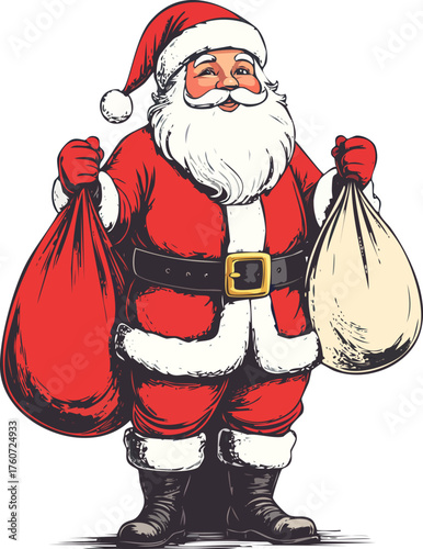 Hand drawn Santa Claus Christmas illustration vector