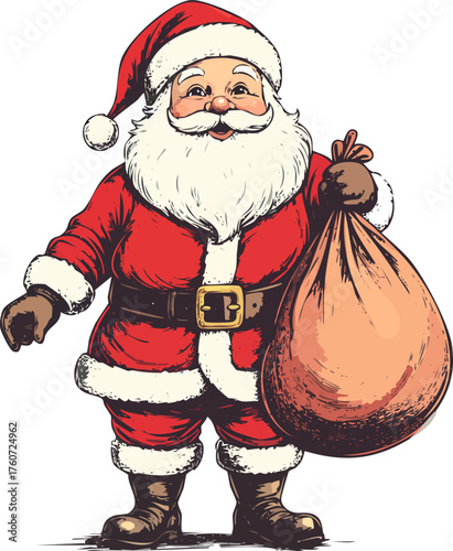 Hand drawn Santa Claus Christmas illustration vector